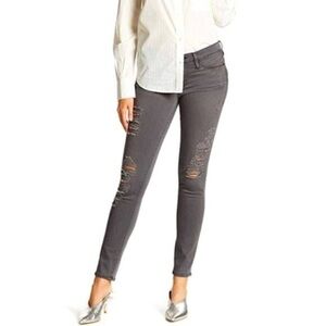 Frame Denim Le Skinny de Jeanne in Grey Shred Stretch Mid Rise 26